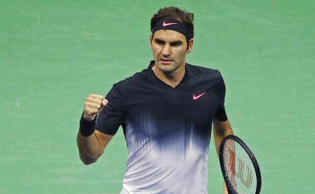 Roger Federer celebra su pase a cuartos de final.