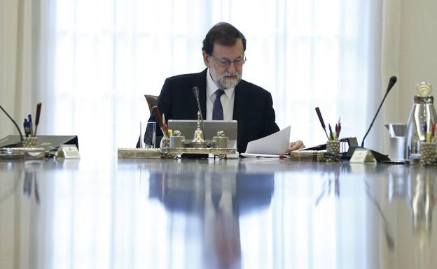 El presidente Mariano Rajoy, durante una reunión del Consejo de Gobierno./EFE