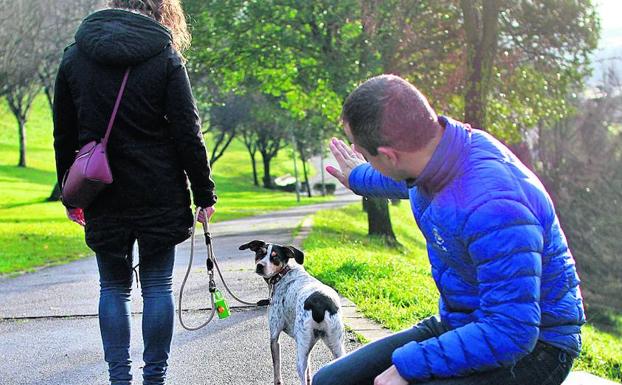 Joana, que comparte con su expareja la custodia de ‘Xera’, pasea por un parque de Sestao./Manu Cecilio