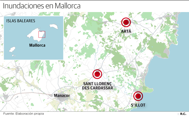 Desoladora noche en Mallorca con fuertes lluvias y víctimas mortales Desoladora noche en Mallorca con fuertes lluvias y víctimas mortales