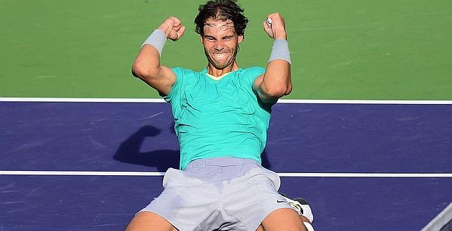 Rafa Nadal celebra su victoria en Indian Wells/ Afp/
