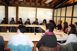 En la imagen, las encargandas de difundir y promover la 'léctura facil'. /Ainhoa Lasuen/