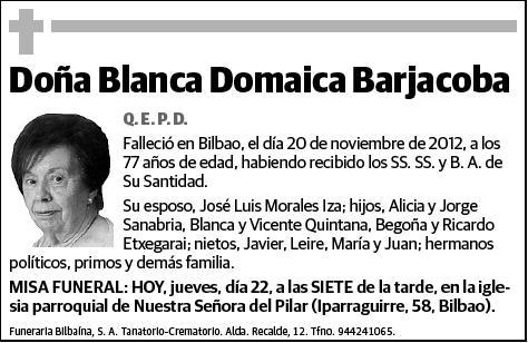 DOMAICA BARJACOBA,BLANCA