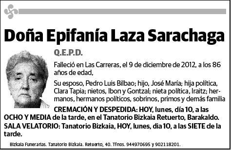 LAZA SARACHAGA,EPIFANIA