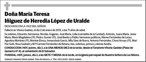 IÑIGUEZ DE HEREDIA LOPEZ DE URALDE,MARIA TERESA