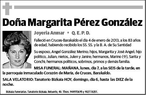 PEREZ GONZALEZ,MARGARITA