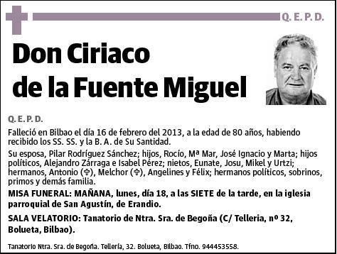 DE LA FUENTE MIGUEL,CIRIACO