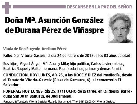 GONZALEZ DE DURANA,MARIA ASUNCION