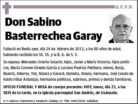 BASTERRECHEA GARAY,SABINO