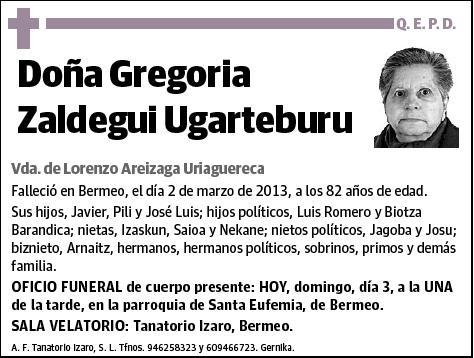ZALDEGUI UGARTEBURU,GREGORIA
