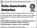IRAOLA ONDARBEA,JUANA