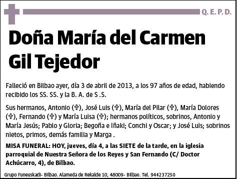 GIL TEJEDOR,MARIA DEL CARMEN