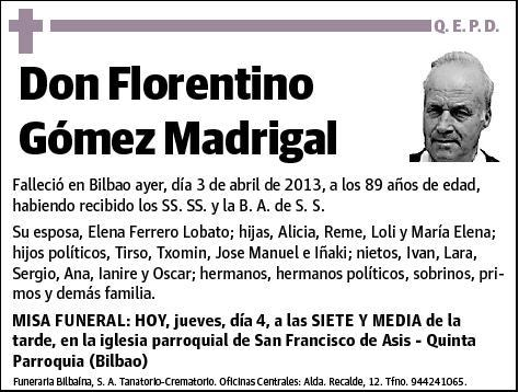 GOMEZ MADRIGAL,FLORENTINO