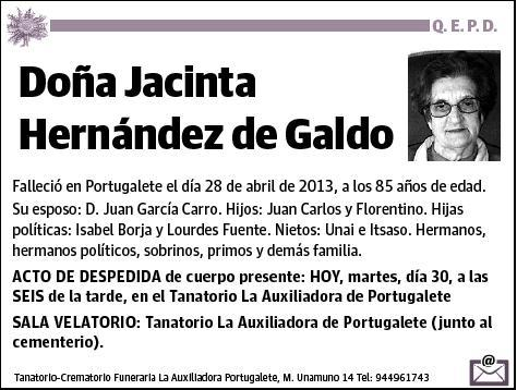 HERNANDEZ DE GALDO,JACINTA