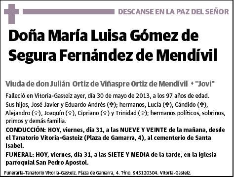 GOMEZ DE SEGURA FERNANDEZ DE MENDIVIL,MARIA LUISA