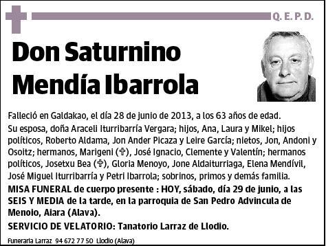 MENDIA IBARROLA,SATURNINO
