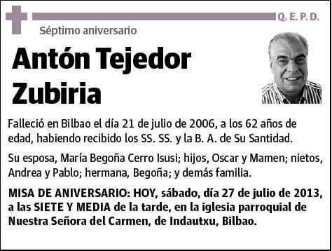 TEJEDOR ZUBIRIA,ANTON