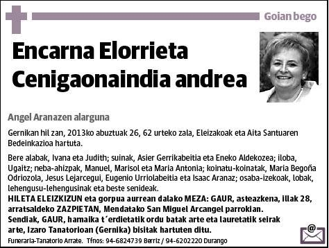 ELORRIETA CENIGAONAINDIA,ENCARNA
