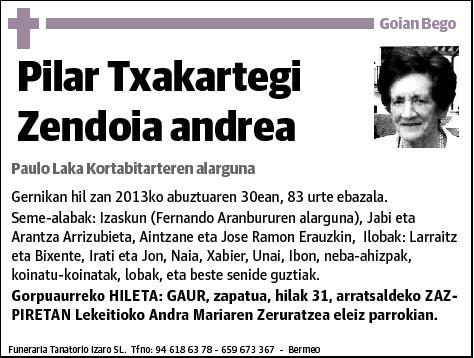 TXAKARTEGI ZENDOIA,PILAR