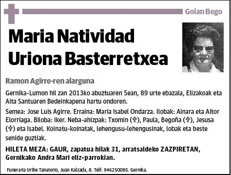 URIONA BASTERRETXEA,MARIA NATIVIDAD