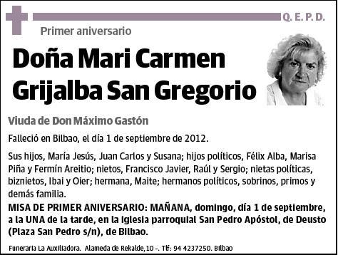 GRIJALBA SAN GREGORIO,MARI CARMEN