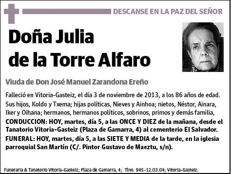DE LA TORRE ALFARO,JULIA