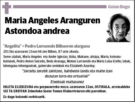 ARANGUREN ASTONDOA,MARIA ANGELES