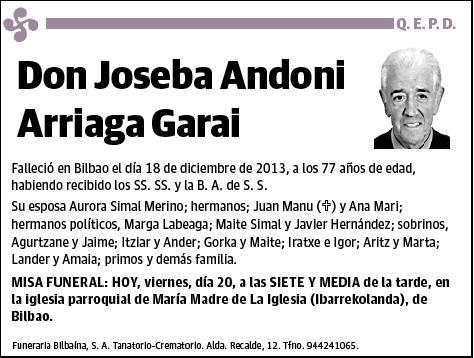 ARRIAGA GARAI,JOSEBA ANDONI