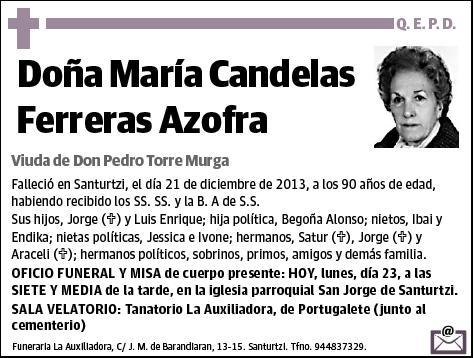 FERRERAS AZOFRA,MARIA CANDELAS