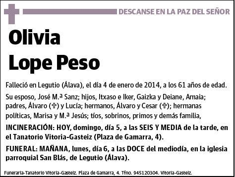 LOPE PESO,OLIVIA