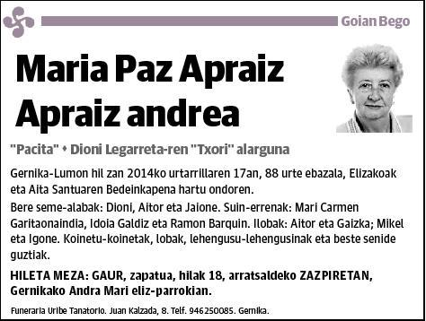APRAIZ APRAIZ,MARIA PAZ