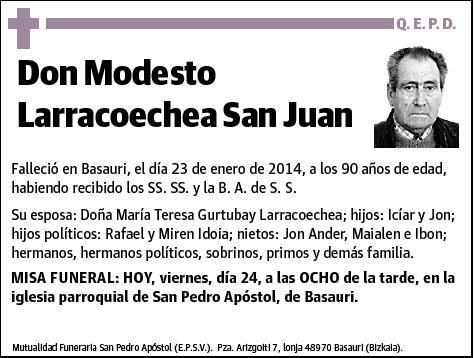 LARRACOECHEA SAN JUAN,MODESTO