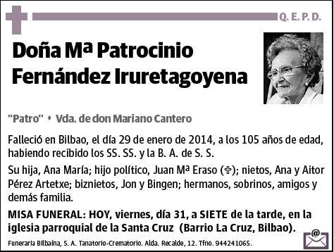 FERNANDEZ IRURETAGOYENA,Mª PATROCINIO