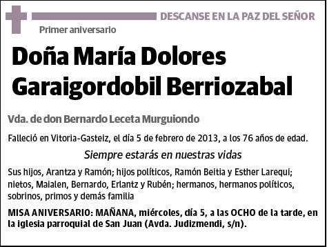 GARAIGORDOBIL BERRIOZABAL,MARIA DOLORES