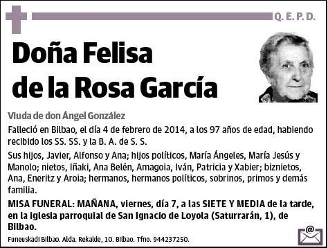 DE LA ROSA GARCIA,FELISA