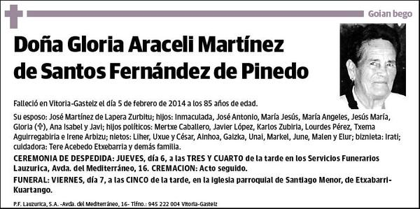 MARTINEZ DE SANTOS FERNANDEZ DE PINEDO,GLORIA ARACELI