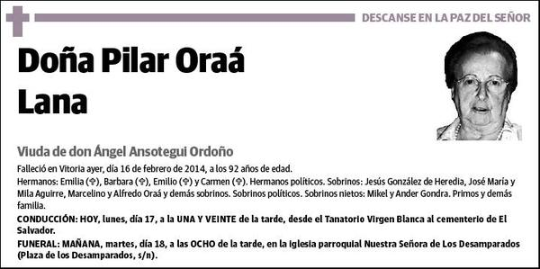 ORAA LANA,PILAR