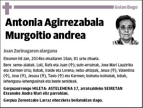 AGIRREZABALA MURGOITIO,ANTONIA