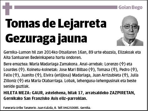 DE LEJARRETA GEZURAGA,TOMAS