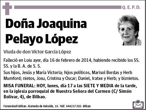 PELAYO LOPEZ,JOAQUINA