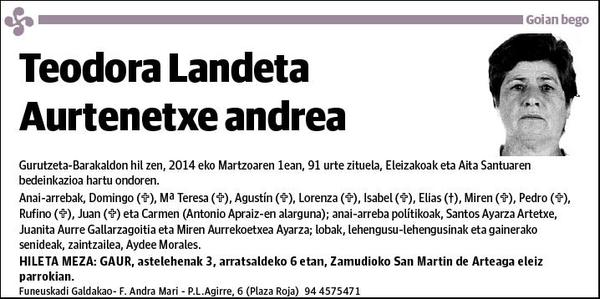 LANDETA AURTENETXE,TEODORA