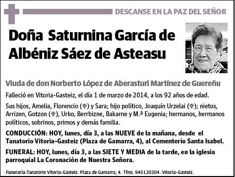 GARCIA DE ALBENIZ SAEZ DE ASTEASU,SATURNINA