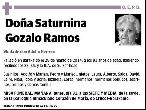 GOZALO RAMOS,SATURNINA