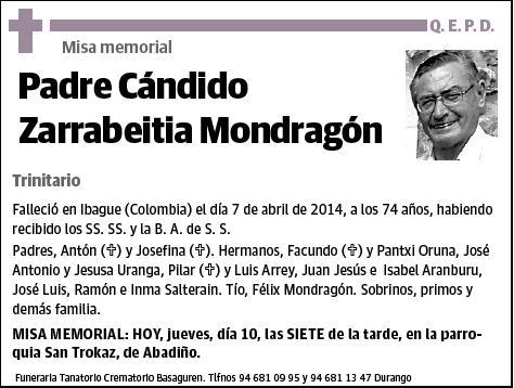 ZARRABEITIA MONDRAGON,PADRE CANDIDO