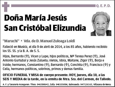 SAN CRISTOBAL ELIZUNDIA,MARIA JESUS