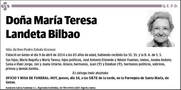 LANDETA BILBAO,MARIA TERESA