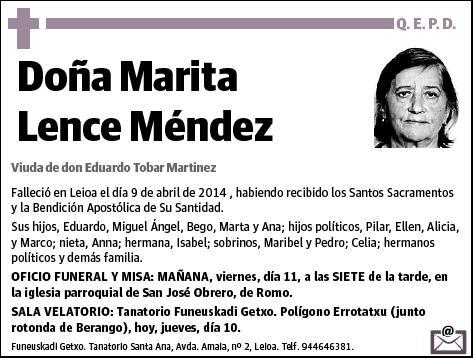 LENCE MENDEZ,MARITA