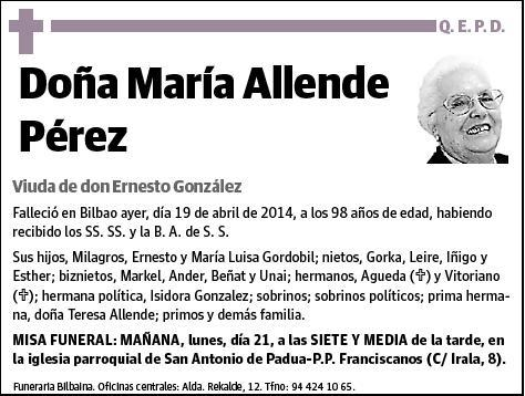ALLENDE PEREZ,MARIA