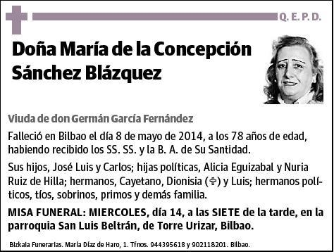 SANCHEZ BLAZQUEZ,MARIA DE LA CONCEPCION