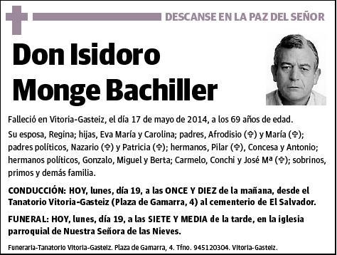 MONGE BACHILLER,ISIDORO